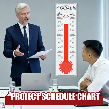 Dry Erase Goal Tracking Thermometer 46"x12" - Corporate Sales Board with Progress Ribbon for Team Motivation