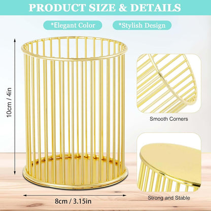 2Pcs Post sticky Note Holder + Pens Holders,Desk organizer sets,Gold Metal suit for Desk Memo,tableware,flowers,toothbrush,cute pencil holder ,Home Office decor and Accessories,Makeup Brushes Cup.