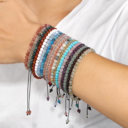 Lit Wall Amethyst Bracelet for Women 4mm Adjustable Amethyst Crystal Bracelet Purple Beaded Bracelet Healing Bracelets Spiritual Natural Stone Bracelets Crystal Jewelry for Women