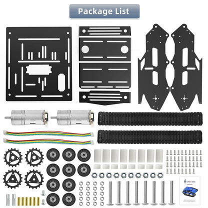Tank Car Chassis with Motor, Shock Absorbing Robot Chassis Full-Metal Robotic Moving Platform Track Chassis for RaspberryPi Arduino DIY Maker Smart Robot Car Chassis Kit (Black, With Encoder motor)