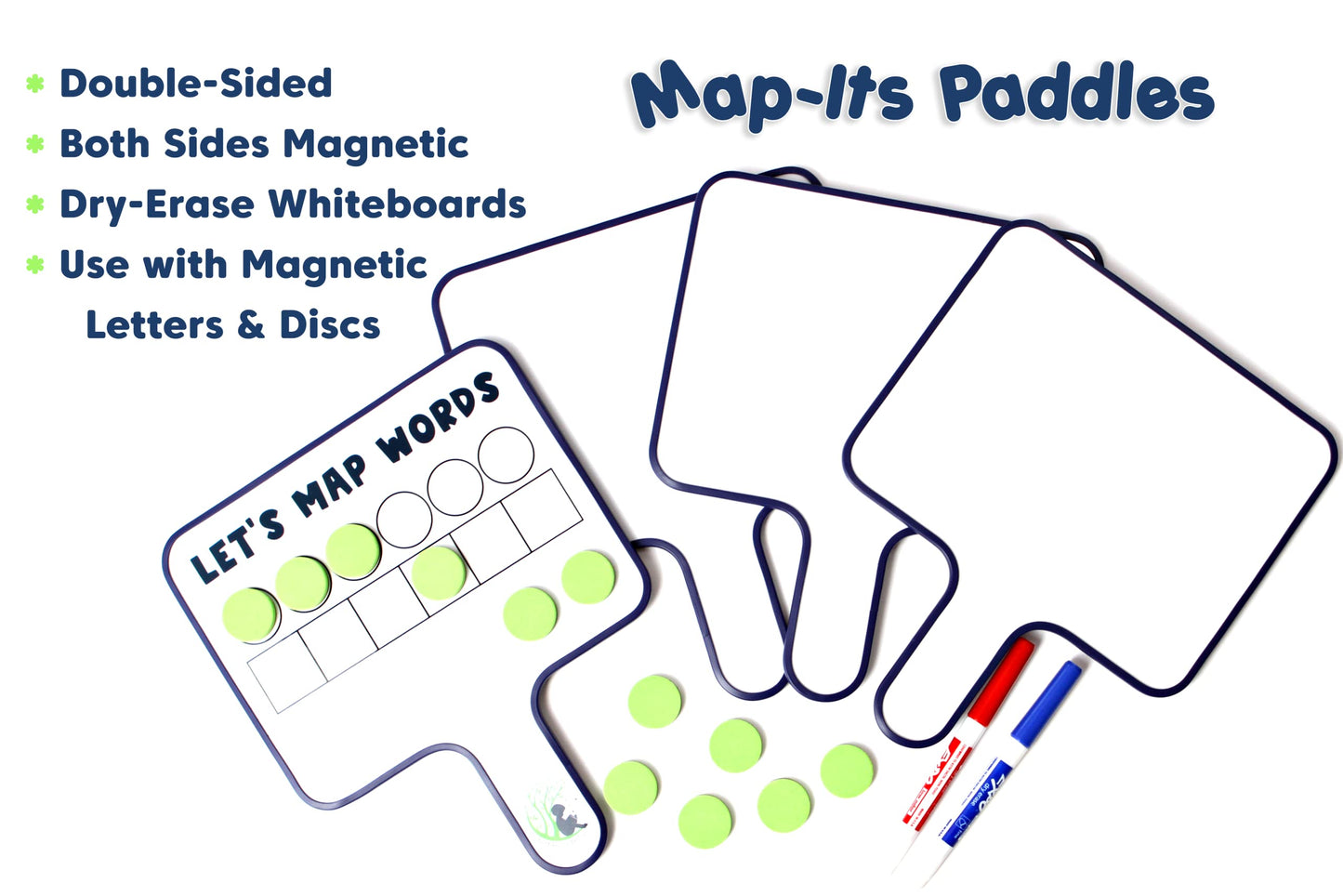 6 Map-Its Paddles for Word Mapping | Hands-On Phonemic Awareness Tool | Magnetic Dry-Erase Paddles for Phonics & Spelling | Structured Literacy & Science of Reading Classroom Resource