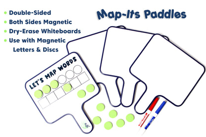 6 Map-Its Paddles for Word Mapping | Hands-On Phonemic Awareness Tool | Magnetic Dry-Erase Paddles for Phonics & Spelling | Structured Literacy & Science of Reading Classroom Resource