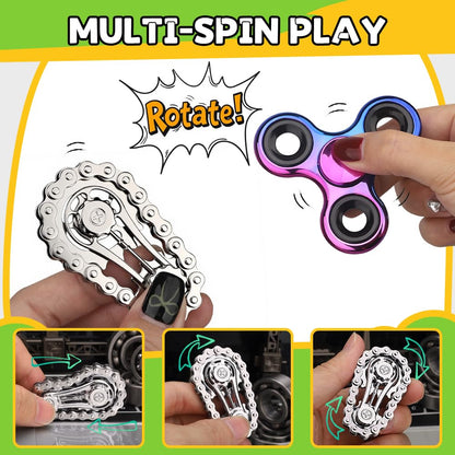 Fidget Toys Set for Adults, Sensory Pack with Fidget Spinner, Robot Spinner, Keyboard Clicker Toy, Fidget Pad, Stress Relief Desk Gadget for Office Classroom, for Boy Friend