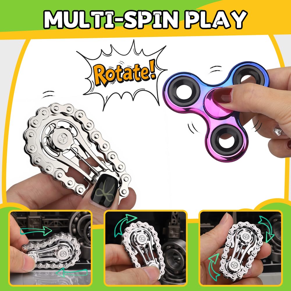 Fidget Toys Set for Adults, Sensory Pack with Fidget Spinner, Robot Spinner, Fidget Cube, Keyboard Clicker Toy, Fidget Pad, Stress Relief Desk Gadget for Office, Birthday Gift Set