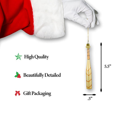 North Star Christmas | Baseball Bat Glass Ornament | Entertainment Collection