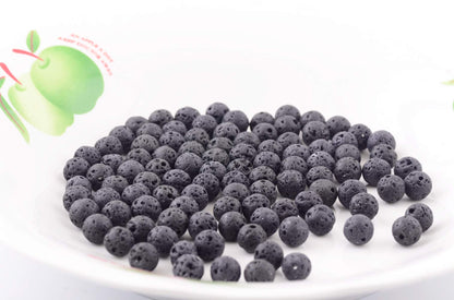 Natural Stone Beads 100pcs 6mm Black Lava Round Genuine Stone Beading Loose Gemstone Hole 1mm DIY Beads for Essential Oil Yoga Bracelet Necklace Earrings Jewelry Making (Black Lava Stone Beads,6mm)