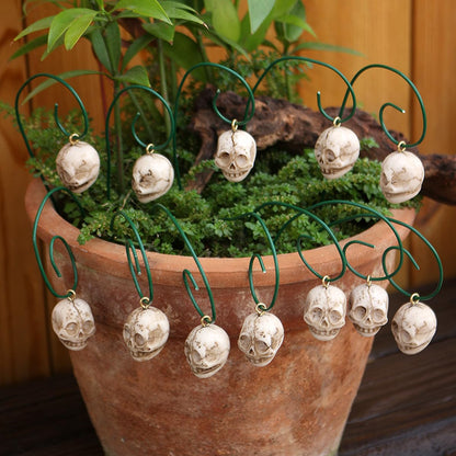Wjwumha 12Pcs Skeleton Plant Decor Stakes Halloween Decorations for Lawn Garden Skull Flower Pot Adornment