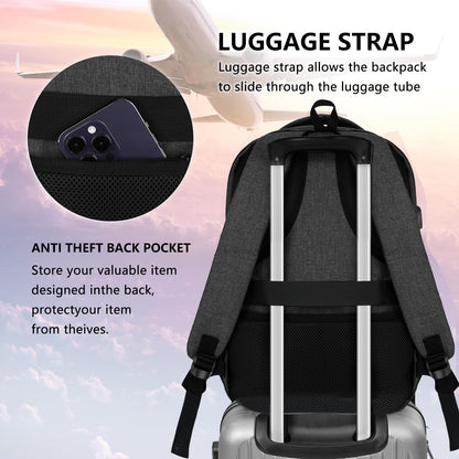 Skaypibs Backpck for Men Women School Backpack for Boys Teens 15.6 inch Laptop Back Pack with Reinforced Straps Bookbag for College High Middle SchoolBusiness Work Mochilas Black