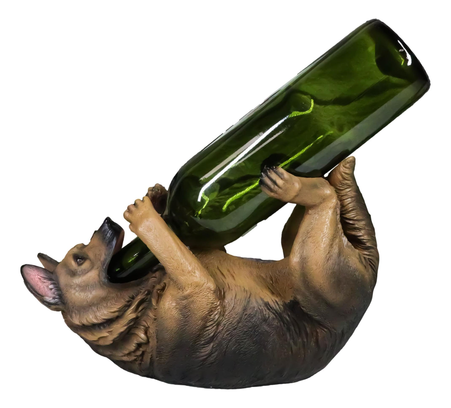 Ebros Lifelike Purebreed Pedigree Canine Adorable German Shepherd Dog Wine Bottle Holder Figurine Statue As Kitchen Wine Cellar Centerpiece Decor Storage Organizer (German Shepherd)