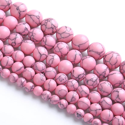 90PCS 8MM Pink Turquoise Spacer 2 Strands Loose Beads for Jewelry Making DIY Bracelet Necklace