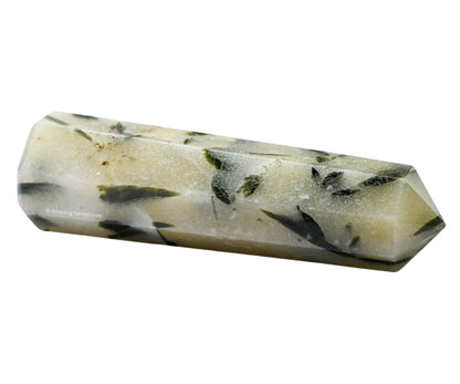 Amazing Gemstone Green Tourmaline in Quartz Crystal Towers - Natural Healing Crystal Point Obelisk for Reiki Healing and Crystal Grid (3" to 4" INCH)