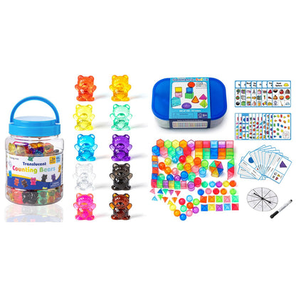 Odoorgames 100 Pcs Translucent Bear Counters - 100 Pcs 3D Shapes for Teaching - Geometric Solids and Geometry Manipulatives for Classroom - Enhance Learning Experience