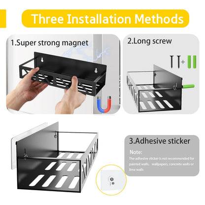Magnetic Spice Rack Organizer for Fridge Seasoning Organizer for Kitchen storage with Screw Magnetic Shelf with Hook for Refrigerator and Oven (6pack)