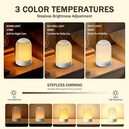 G Keni Portable Night Light, Rechargeable Touch Nightlight with Amber Warm White Light, Dimmable Egg Night Light with 1H Timer, Cordless Bedside Lamp for Baby Nursery, Kids, Bedroom & Nightstand