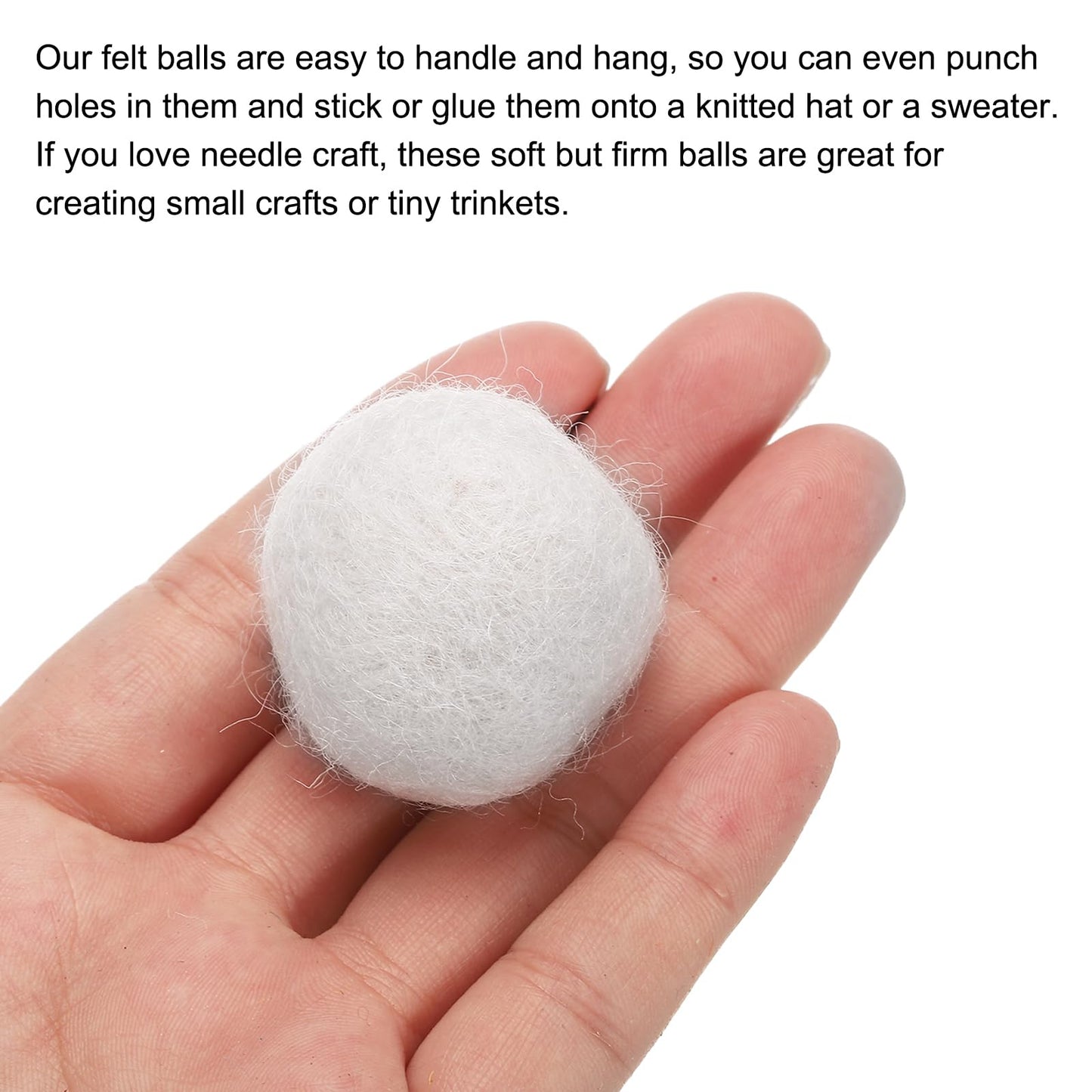 PATIKIL Wool Felt Balls Beads Wool Felting Pom 3.1cm 31mm White for Home Crafts Handcrafts Project DIY Pack of 10