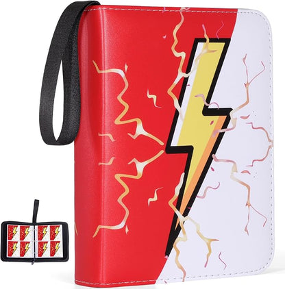4-Pocket Trading Card Binder Bundle with 50 Sleeves Holds 400 Cards, Zipper Card Holder Album for Game and Sports Cards Collectors - Red