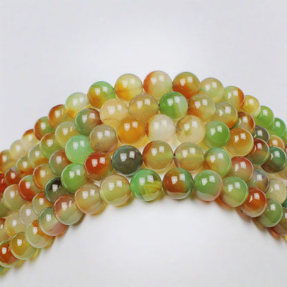 MJDCB Natural Peacock Agate Beads Red Green Agate Beads Round Stone Beads for DIY Necklace Bracelat Jewelry Making Strand 15" (12mm)