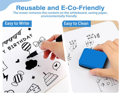 16 Packs Dry Erase LapBoards with 16 Erasers and 16 Markers, 12.5" x 9" Double Sided Whiteboards, Dry Erase Boards for Students Teachers Kids Learning Education Home Classroom Office Meeting Group