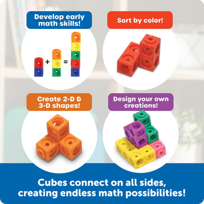 Learning Resources MathLink Cubes - Set of 100 Cubes, Ages 5+ Kindergarten, STEM Activities, Math Manipulatives, Homeschool Supplies, Teacher Supplies