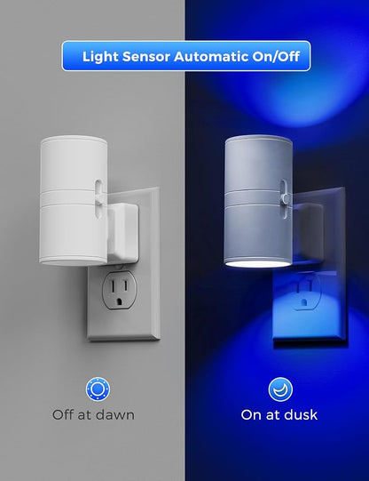 L LOHAS LED Night Light, Blue Night Lights Plug into Wall, Light Sensor, Dimmable Night Light, Calm Blue Nightlights for Home Decor, Party, Holiday, Bedroom, Hallway, Bluey Bathroom Decor, 2 Pack