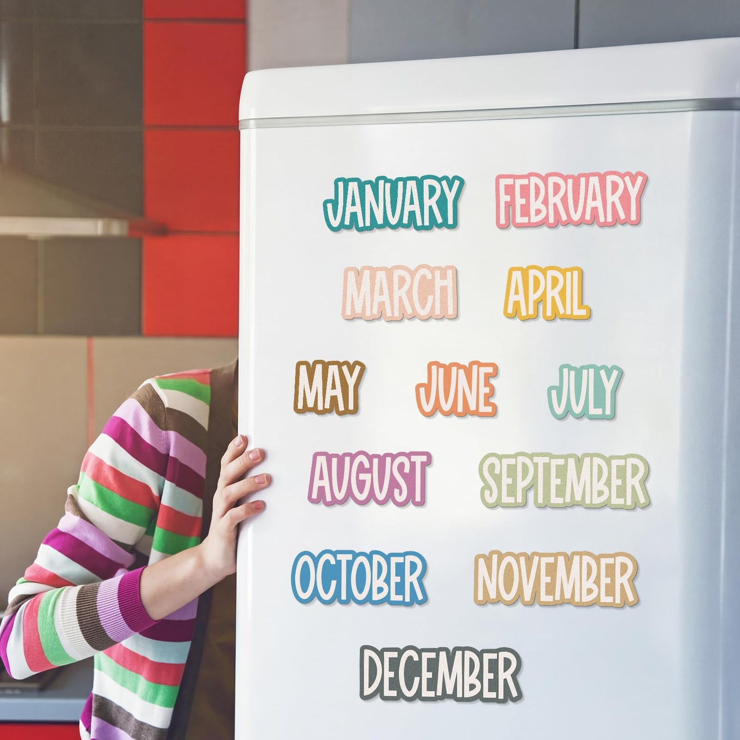 LemonSecret 12 Pcs Magnetic Monthly Headliners Months of The Year Bulletin Board Set whiteboard Calendar Month Headers for Classroom Decoration(Boho)