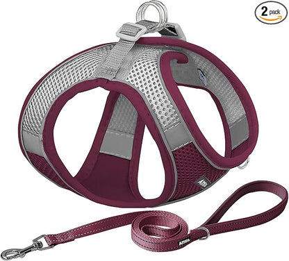 AIITLE Escape Proof Dog Harness - Xmas Step in Adjustable Dog Harness No Choke Over with Breathable Mesh and Quick-Release Buckle - Outdoor Walking, Training for Medium Dogs Burgundy XL