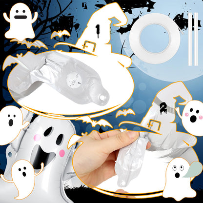 WinnerWhy 12pcs 30 Inch Halloween Ghost Balloons White Ghost Shaped Foil Balloon for Halloween Spooky Themed Birthday Baby Shower Wedding Party Decor Supplies