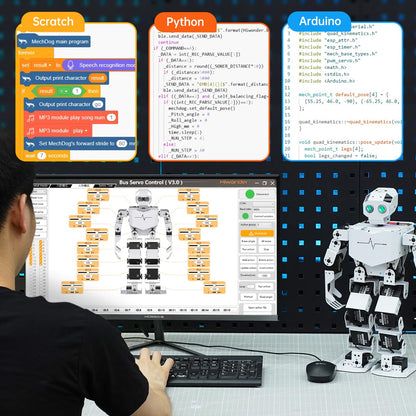 AI Vision & Voice Interaction Robot for Arduino Scratch Python Programming 17DOF Humanoid Robot Large AI Model STEM Project Education Voice Command Walking Dancing Self-Stand Up, Tonybot Advanced kit