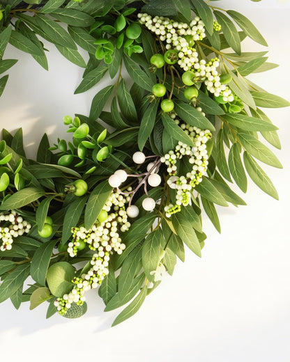 20in Wreath for Front Door,Spring Wreaths with Welcome,Greenery Summer Wreath for All Season,Farmhouse, Outdoor, Porch, Garden, Wedding Decor