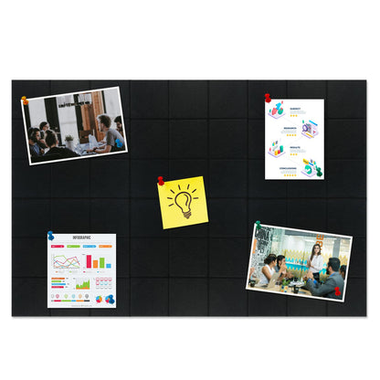 HULAVO Large Square Felt Cork Board Tiles, Self Adhesive DIY Felt Bulletin Board Pin Board with 35 Pushpins for Office School Home Wall Decor Stickers Memos Photos Display (Black)