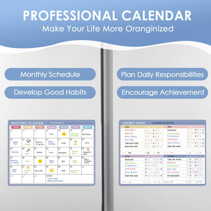 MaxGear Magnetic Calendar for Refrigerator, 16x12 Monthly Dry Erase Fridge Calendar Whiteboard with Stain Resistant Surface, No Ghosting, Reusable Planning Board with 4 Markers and 1 Eraser