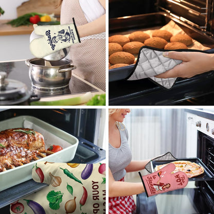 DYJYBMY Don't Make Me Poison Your Food Funny Goth Oven Mitts and Pot Holder Set, Funny Skeleton Kitchen Gadgets for Male Host Hostess, Housewarming Baking Gifts for Mom Dad Wife Husband Sister Friend