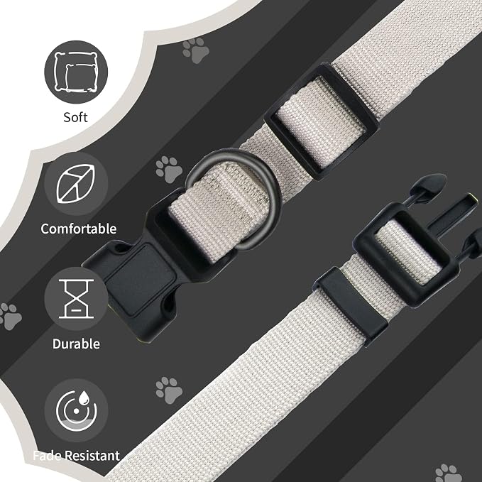 Beige Dog Collar for Small Dogs, Breathable, Anti-Odor & Soft, Comfortable for Sensitive Skin Puppies, 90% Bamboo Rayon, Adjustable Quick-Release Buckle Pet Collar for Chihuahuas Frenchie