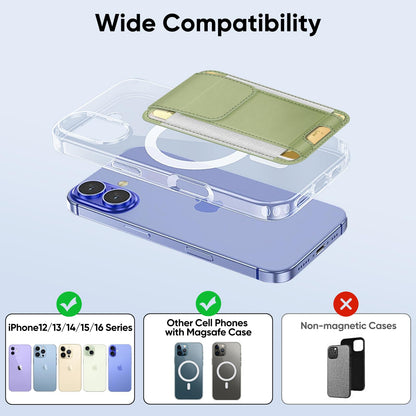 FINPAC MagSafe Wallet, Magnetic Card Wallet Holder for iPhone 17/16/15/14/13/12 Series, Safe RFID Blocking Slim Leather 6 Card Holder for Women Men, Bamboo Green