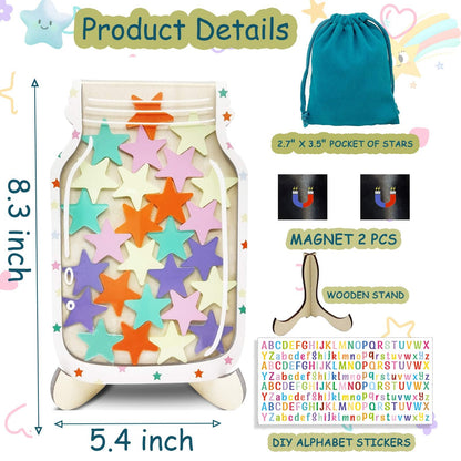 Magnetic Reward Jar,Magnetic Star Reward Jar for Kid,Reward System for Student Behavior,Personalized Stars Reward Jar for Classroom Home,Magnetic Reward Jar Ideal for Classroom Board (Classic)