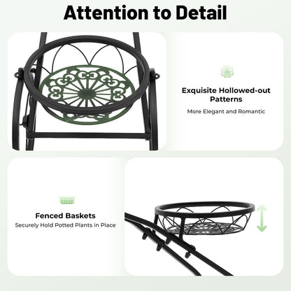 SanBouSi Large Bicycle Plant Stand Metal Flower Pot Cart Holder Patio Stand Bike Plant Stand Outdoor Garden Decoration Plant Lover Gifts for Women, Black