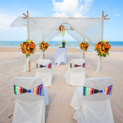 Newwiee 24 Pcs Stretch Chair Sashes Bands Without Buckle Mexican Decorations Elastic Bows for Folding Chair Ties for Wedding Cinco De Mayo Event Fiesta Party Birthday Banquet