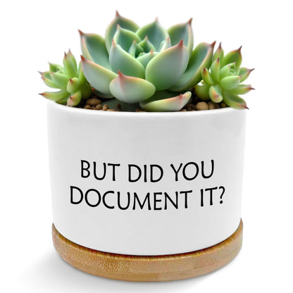 ROXMART But Did You Document It Funny Plant Pots, Funny Office Gifts Succulent Planters, Sarcastic Gifts for Women Men Coworker Ceramic Plant Flower Pots for Home Office Desk Table Shelf(No Plants)