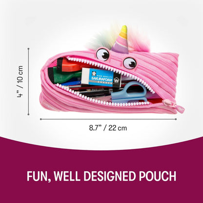 ZIPIT Unicorn Pencil Case for Girls, Cute Zipper Pouch for Kids Teens, Stationery Bag for School ,Pink