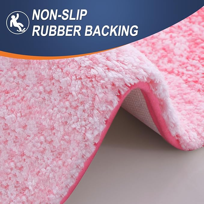 OLANLY Large Bathroom Rugs Mat 44x32, Extra Soft Absorbent Microfiber Bath Rugs, Rubber Backing, Quick Dry, Machine Washable Bath Mats for Bathroom Floor, Tub and Shower, Home Decor Accessories, Pink