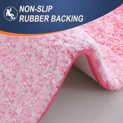 OLANLY Large Bathroom Rugs Mat 44x32, Extra Soft Absorbent Microfiber Bath Rugs, Rubber Backing, Quick Dry, Machine Washable Bath Mats for Bathroom Floor, Tub and Shower, Home Decor Accessories, Pink