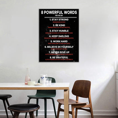 Inspirational Canvas Wall Art Motivational 8 Powerful Words Quotes Poster Print Rules Signs Picture Painting for Modern Home Bedroom Teens Room Office Artwork Stretched and Framed [18" W x 24" H]