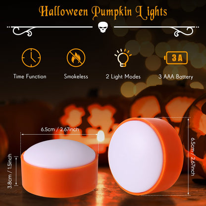 Riakrum 6 Pieces Halloween Remote Timer LED Lights with Remote Summer Halloween LED Pumpkin Lights Battery Operated Lantern Bright Flameless Candle(Orange)
