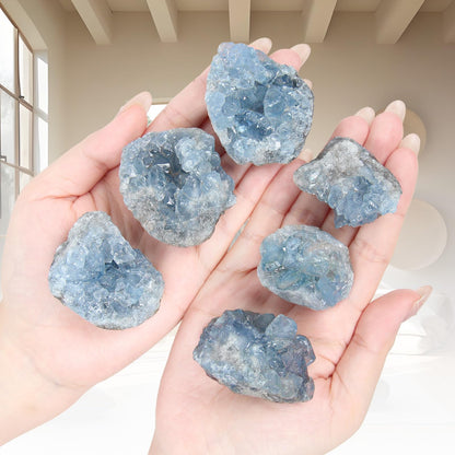 1.1lb Bulk Raw Celestite Cluster Rough Crystal-Natural Celestite Cluster Raw Stones Crystal for Tumbling, Cabbing, Fountain Rocks, Decoration, Polishing, Wire Wrapping, Wicca & Reiki Crystal Healing