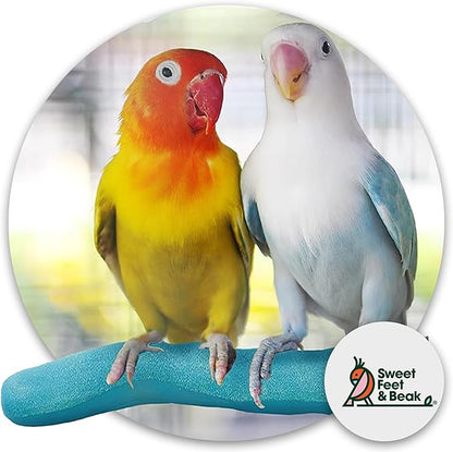 Sweet Feet & Beak Safety Pumice Bird Perch, X-Small 1/2" X 6", Lightweight Grinding Bird Perches for Cage - Bird Nail Trimming Perch for Healthy Beak & Feet - Multi-Size & Color Parrot Stand - Blue