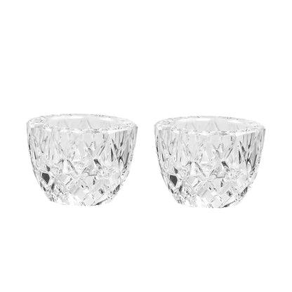 Donoucls Crystal Tealight Candle Holder Pack of 2 Party Dinner Hand-Cut 2.4'' X 1.7'' Clear