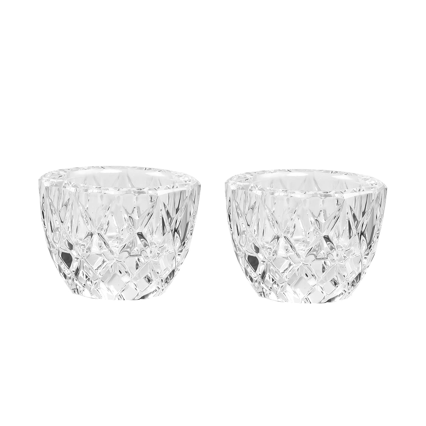 Kitcom Crystal Tealight Candle Holders Pack of 2 for Wedding Party Dinner Table Home Decor Hand-Cut W2.4'' X H1.7'', Clear
