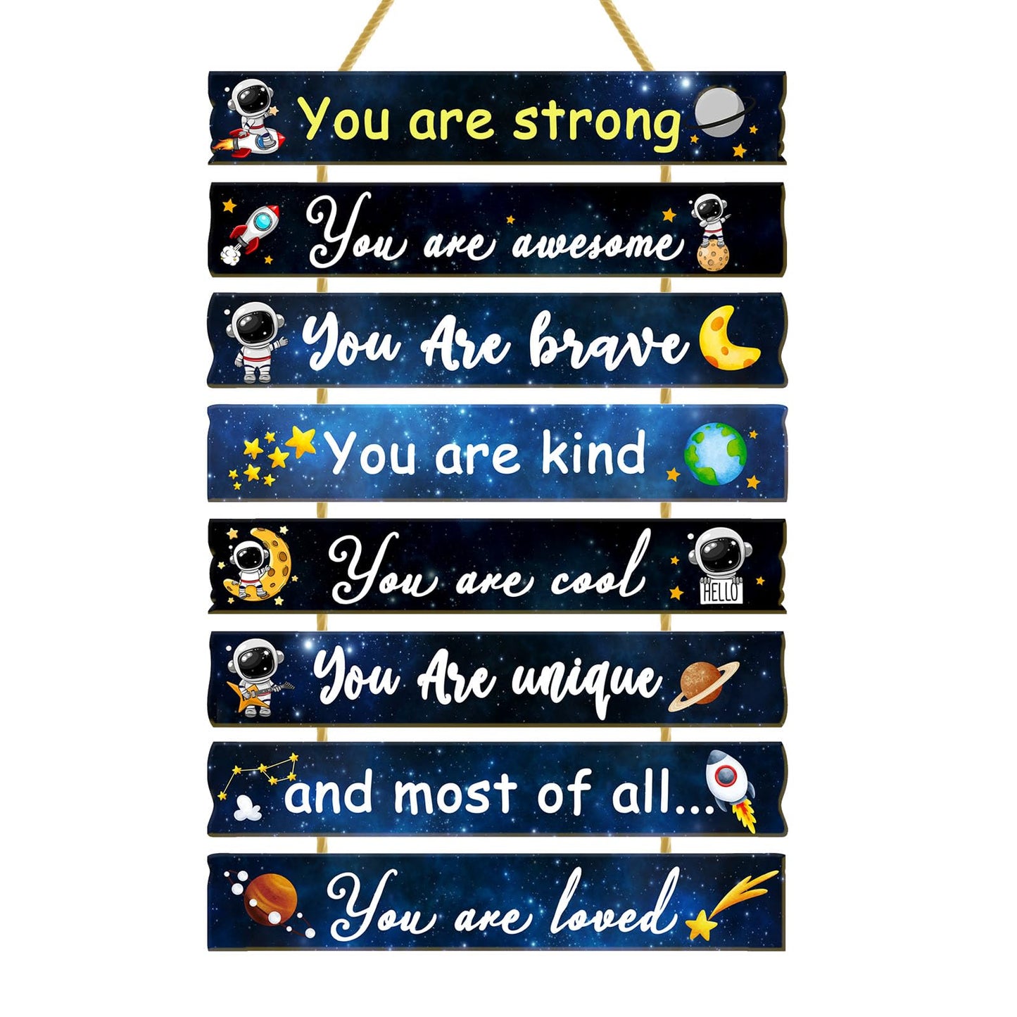 Rutiyoka Outer Space Themed Room Decor for Boys Bedroom Wall Inspirational Art Kids Wood Decorations Little Boy Nursery Toddler Sign
