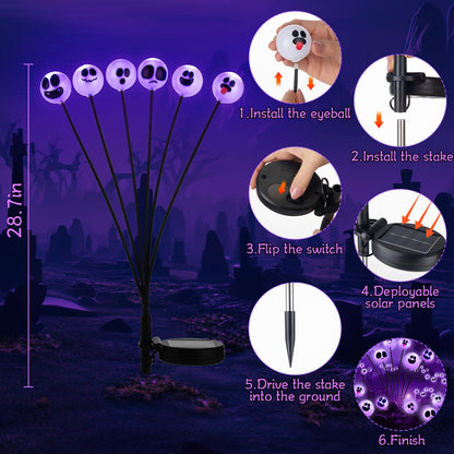 Tuanse 4 Pcs Outdoor Halloween Decorations Waterproof Halloween Solar Lights Scary Ghost Lights for Garden Yard Lawn Pathway (Purple)