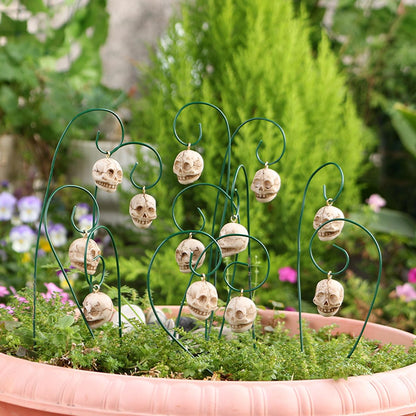 Wjwumha 12Pcs Skeleton Plant Decor Stakes Halloween Decorations for Lawn Garden Skull Flower Pot Adornment